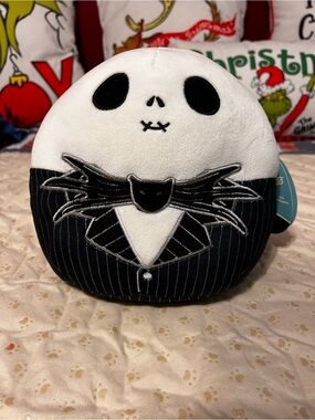Disney Jack Skellington Round Plush Pillow - White and Black